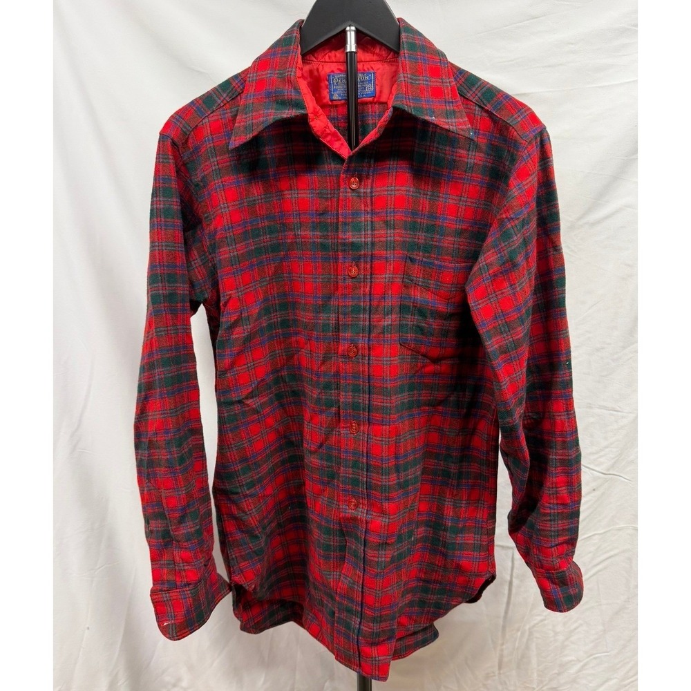 Vintage Pendleton Tartan Plaid 100% Pure Wool Made in USA Flannel Sz M‎